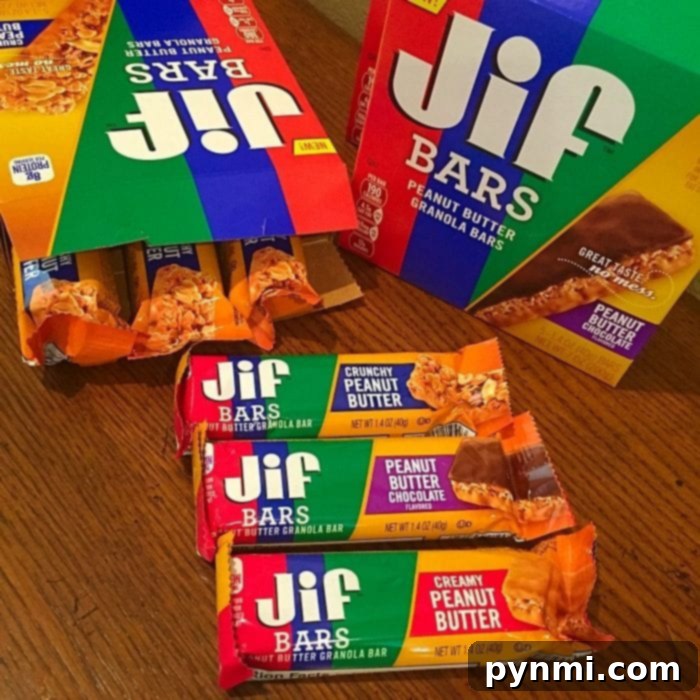 Okul Sonrası Fıstık Ezmeli Hızlı Lezzetler 5 Jif peanut butter bars.