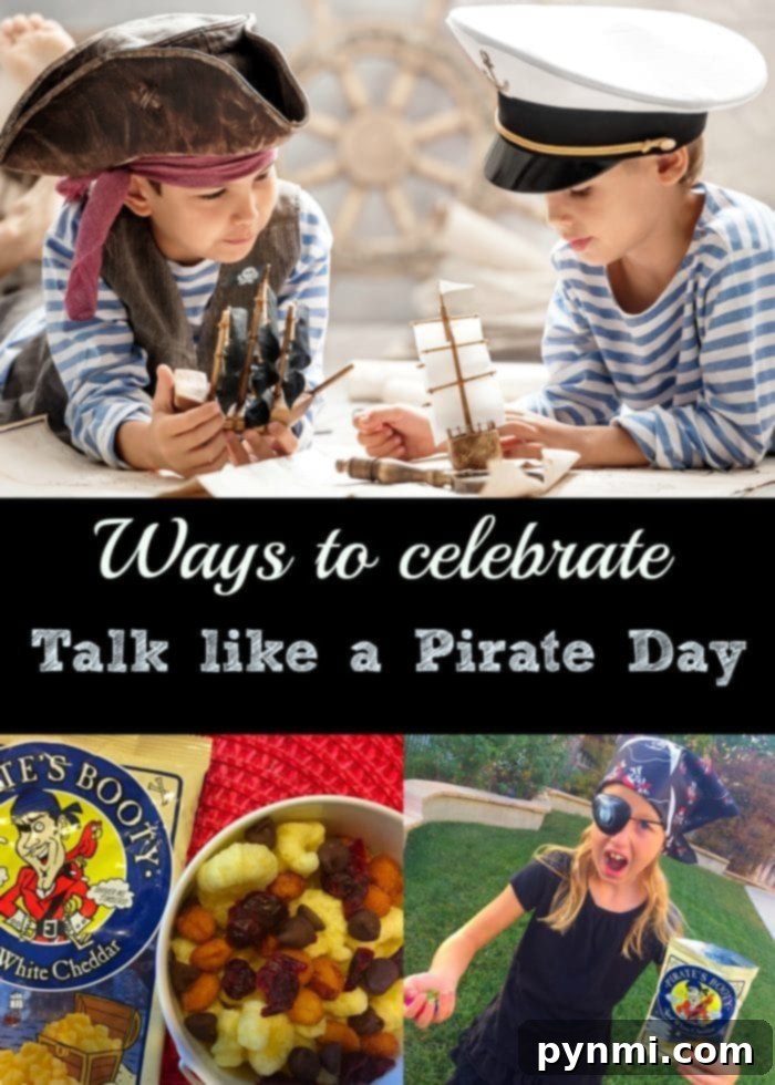 Kids enjoying pirate snacks on Talk Like a Pirate Day with free pirate printables and games. A child happily enjoying a pirate-themed snack, ready for Talk Like a Pirate Day celebrations.