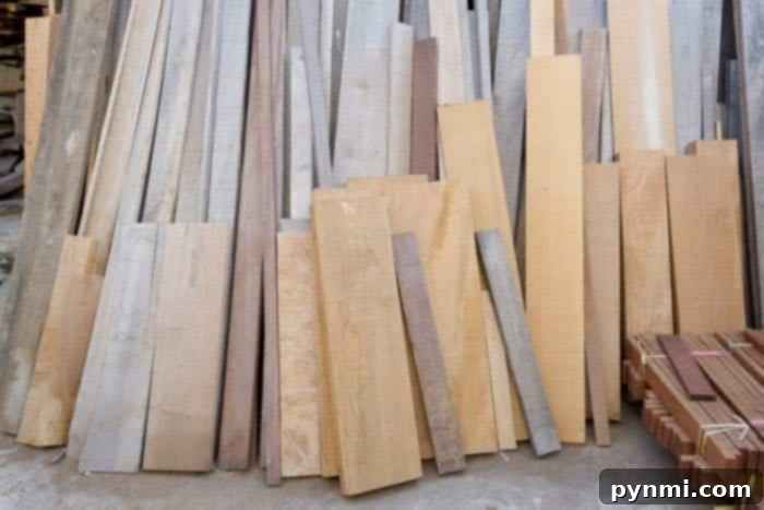 Pile of wood scraps for DIY fall and Halloween projects