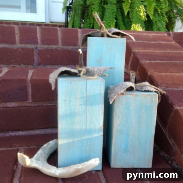 DIY wooden pumpkin crafting materials and finished pumpkins