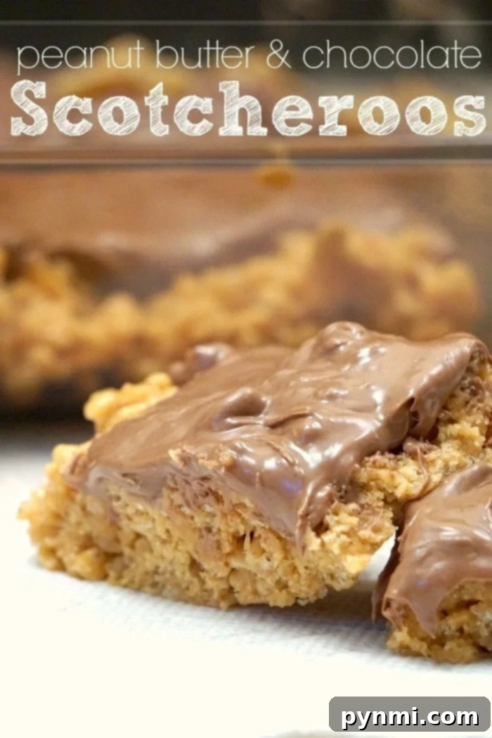 Scotcheroos are the best peanut butter, butterscotch, and chocolate dessert recipe. Super easy with cereal. Beautifully presented no-bake Scotcheroos with a drizzle of chocolate and butterscotch