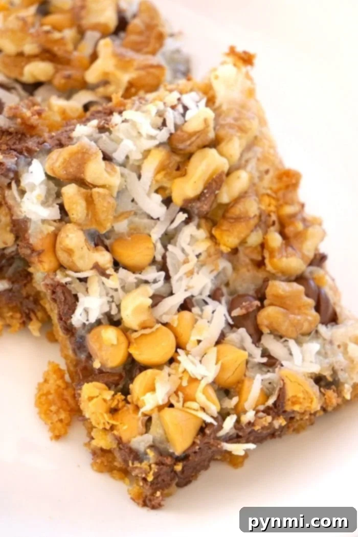 better-than-sex-bars - Decadent 5-layer cookie bars with chocolate, coconut, and nuts.