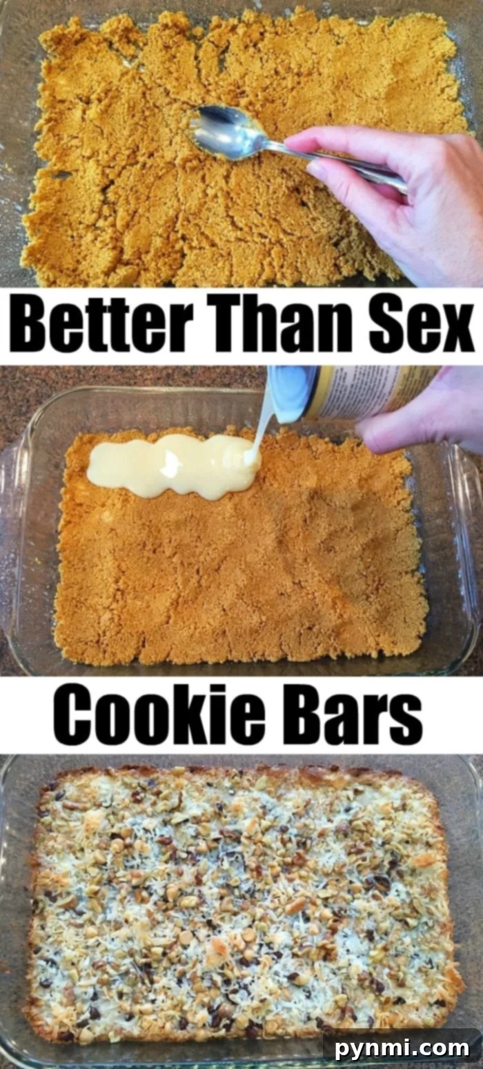 better than sex dessert - A close-up of the gooey, layered texture of the cookie bars.