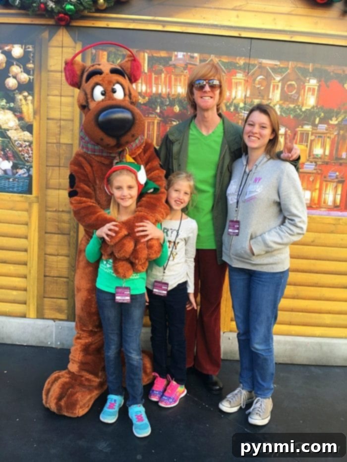 Universal Studios Hollywood. Family enjoying holiday attractions at Universal Studios Hollywood