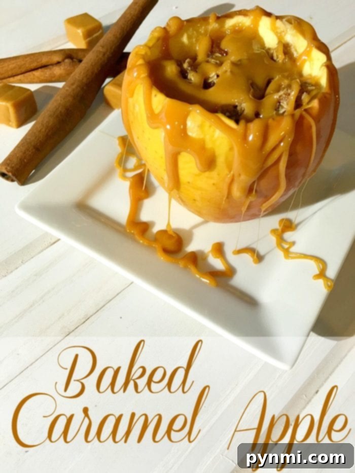 Inside-out baked caramel apples, a healthier dessert option, simple to make and perfect for fall, inviting viewers to try this delicious recipe.