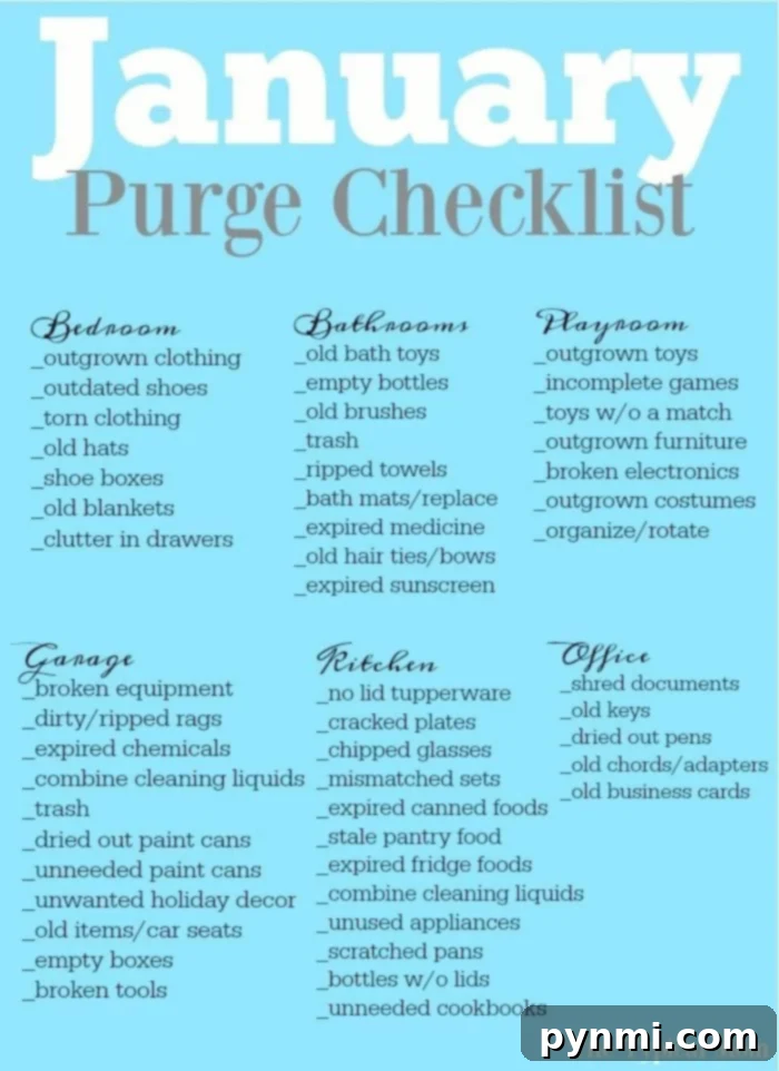 January organization printable for home decluttering tasks