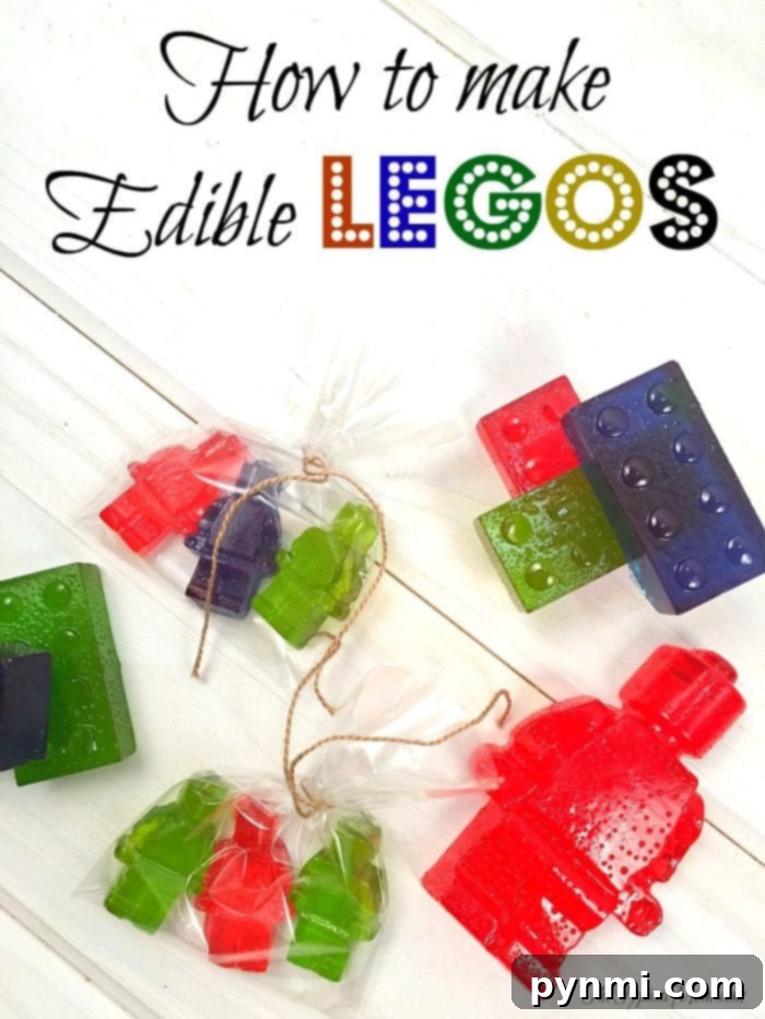 Delicious edible LEGOs made from sweets, perfect for use as unique Tic Tac Toe markers or party treats.