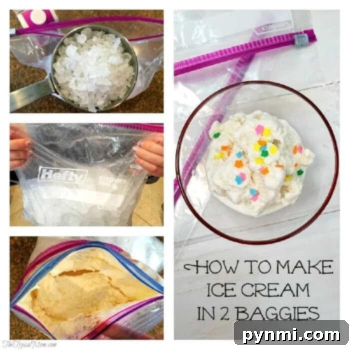 Make ice cream at home using 2 bags!! It's an easy activity to do with your kids that is yummy and easy to do. You just need a few items to make homemade no churn ice cream without the need of an ice cream maker, really! You've got to try this with them this summer. #homemade #icecream #bags #howtomake #easy #recipe #nochurn Two plastic bags filled with ingredients, showcasing how to make ice cream at home in bags