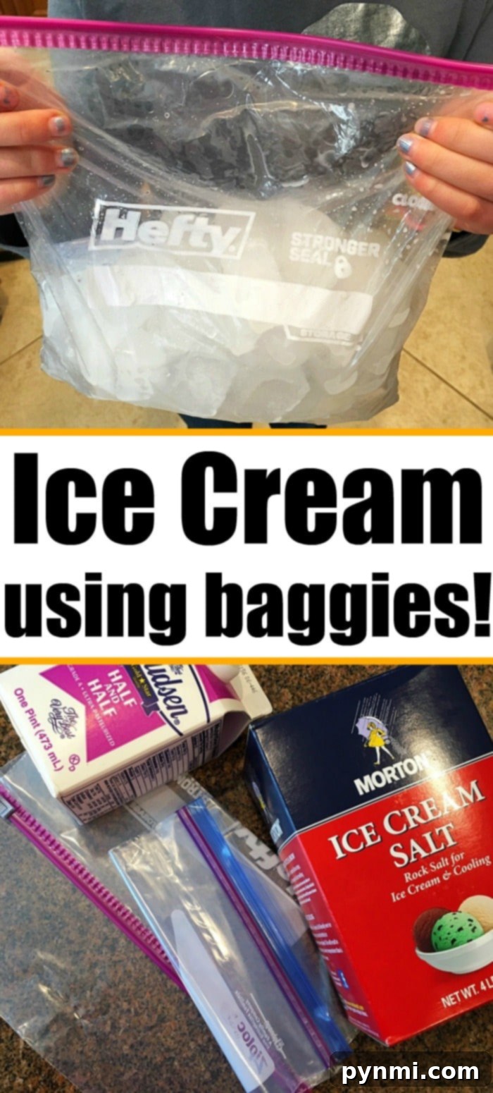 Ice cream with baggies is fun! A group of kids smiling and holding their bags of homemade ice cream, showcasing family fun.