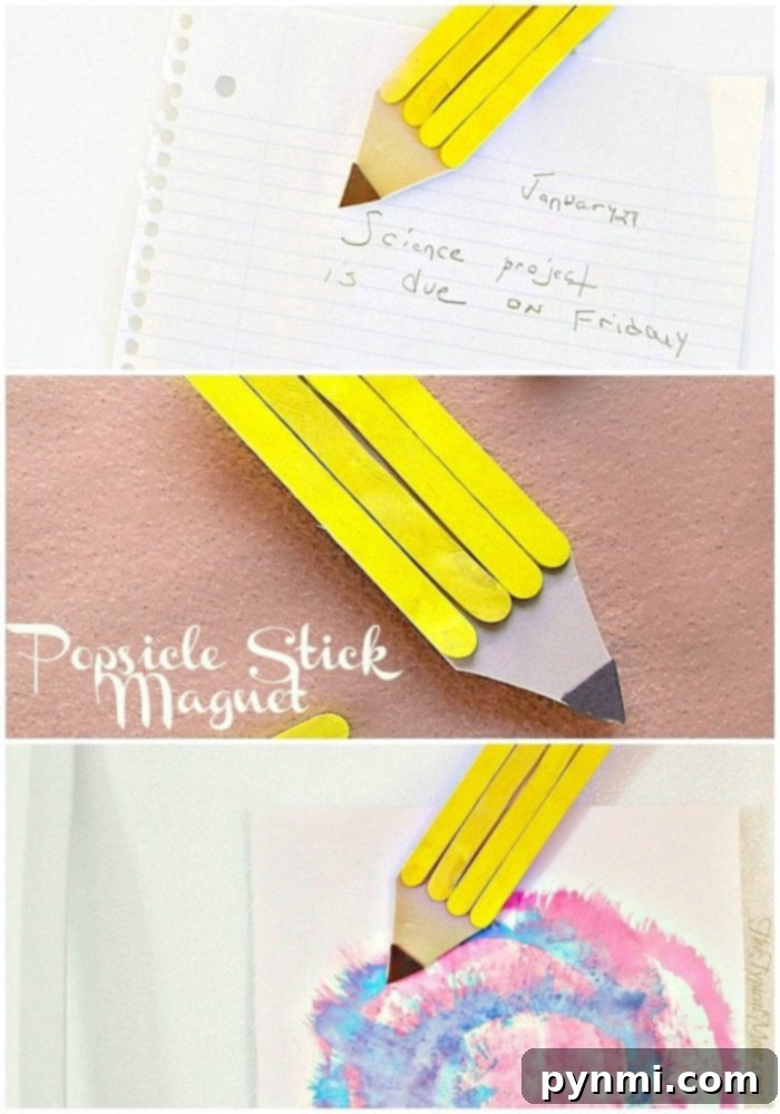 Popsicle Stick Pencil Magnet Craft for Kids