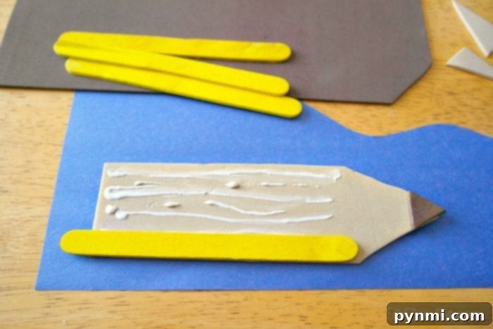 Pencil Popsicle Stick Magnet Craft Step 2