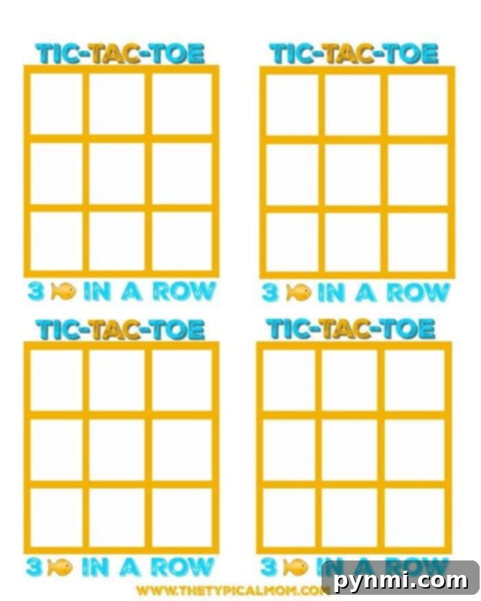 Free Print and Play Tic Tac Toe 7 goldfish tic tac toe game setup