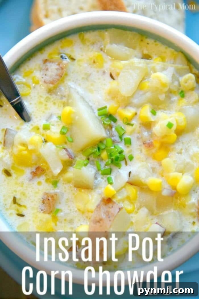 Discover the best vegetarian Instant Pot recipes, from quick soups to perfectly steamed vegetables. #instantpotrecipes #vegetarian #easy #pressurecooker #dinner #thetypicalmom instant pot corn chowder