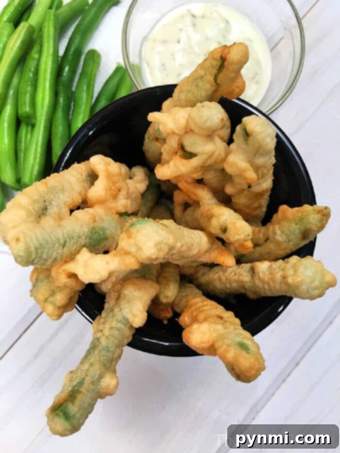 Crispy deep-fried green beans served as a delicious side dish