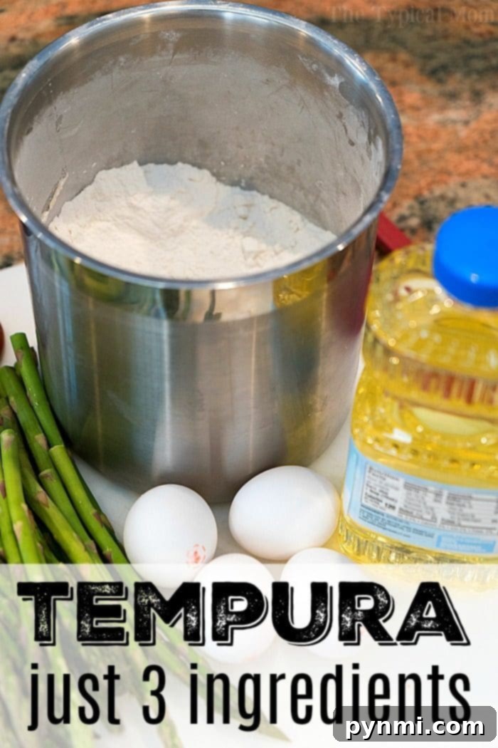 Tempura batter recipe that just needs 3 ingredients! You can make shrimp tempura, fried green beans and tempura vegetables at home. It's a great way to make a crunchy side dish the kids will definitely love. #tempura #batter #easy #recipe #fried #zucchini #vegetables #shrimp Close-up of crispy fried vegetables, showcasing the perfect tempura batter texture.