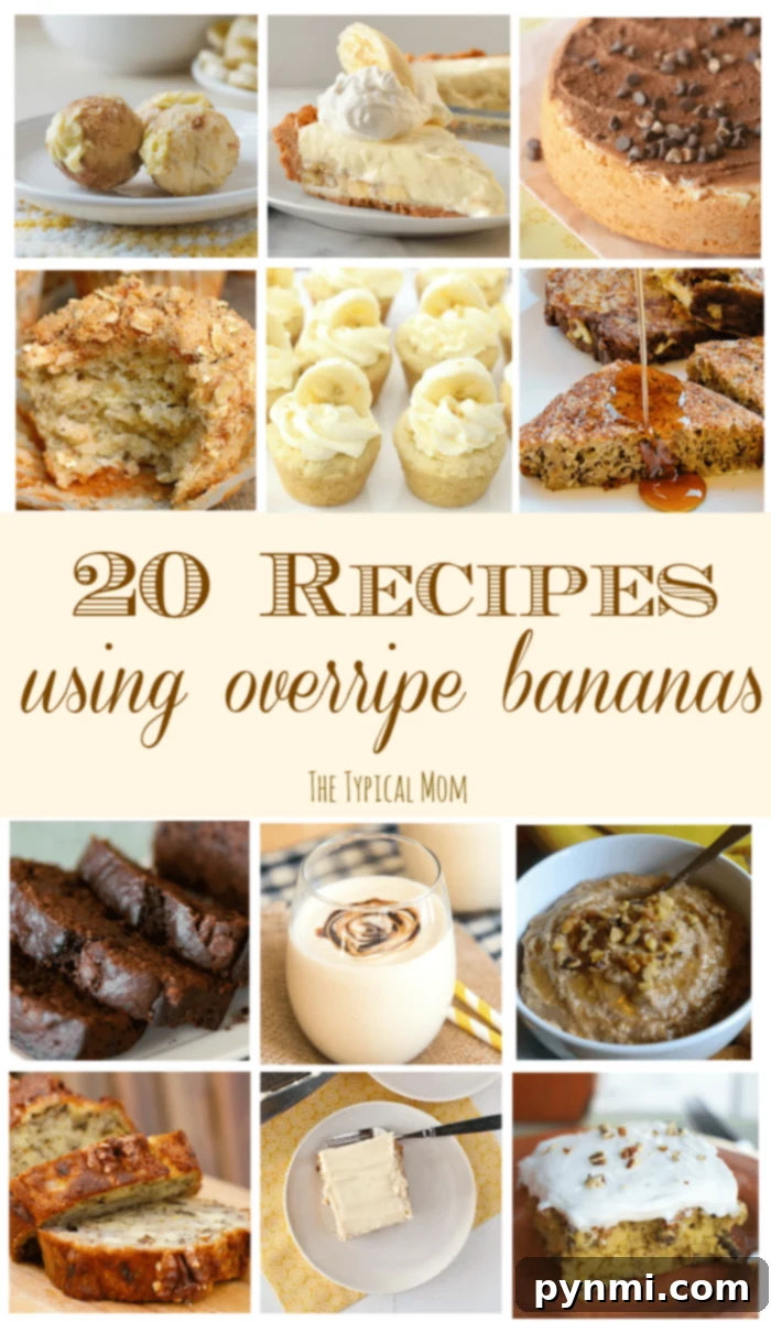 Overripe banana recipes, 26 of them! A great way to use brown bananas and make something delicious with them. Here are our favorites. #overripe #banana #recipes #cake #muffins #bread #bananas #recipe overripe banana recipes