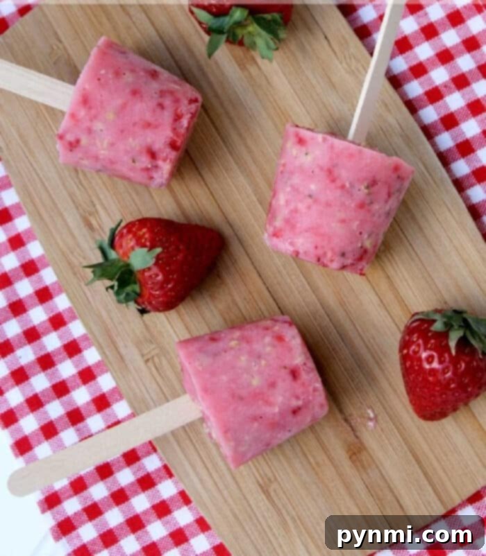 Assortment of vibrant fresh fruit frozen yogurt popsicles.