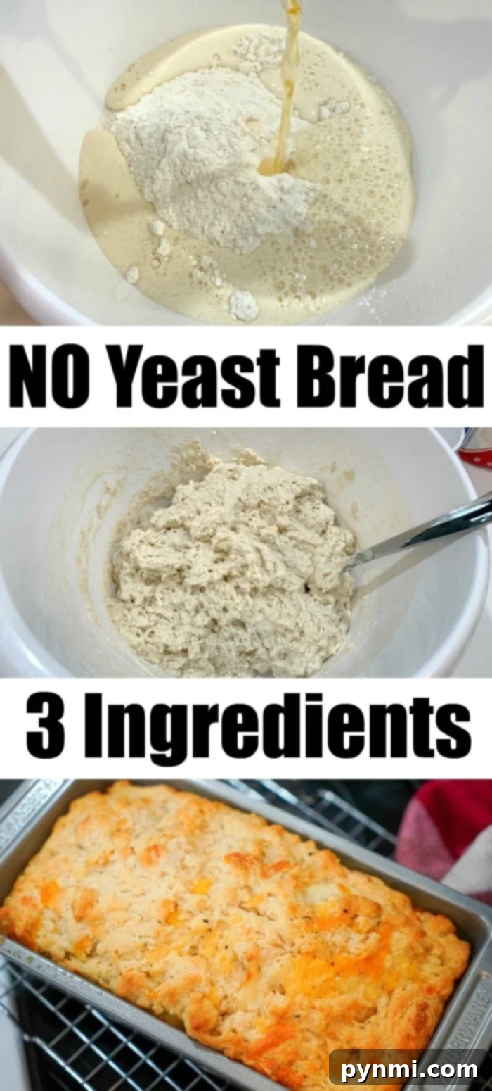 Delicious, no-yeast bread, golden-brown and ready to serve, perfect for any meal.