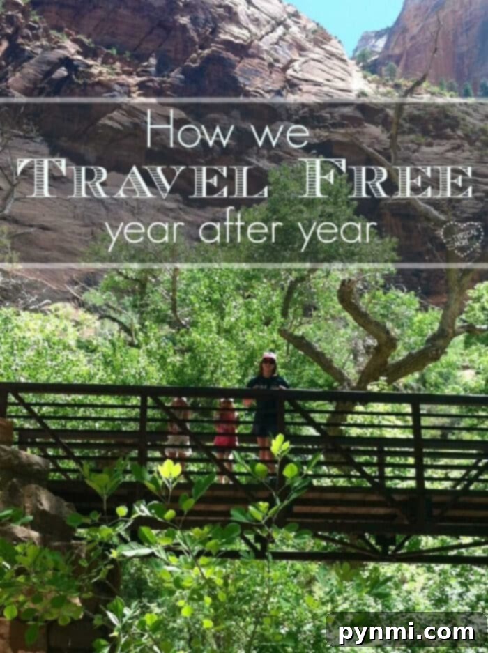 Family traveling for free, happy kids on vacation enjoying their trip