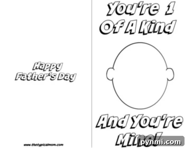Children coloring a free printable Father's Day card.