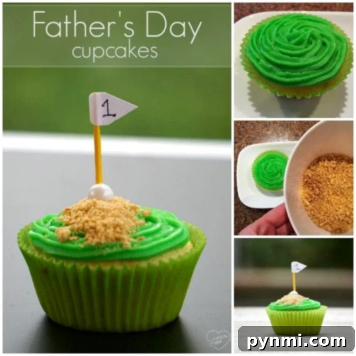 Delicious golf-themed Father's Day cupcakes.