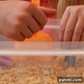 Edible sand made with oat flour, ready for sensory play.