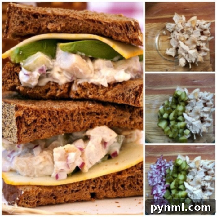 Easy chicken salad sandwich recipe featuring fresh ingredients.
