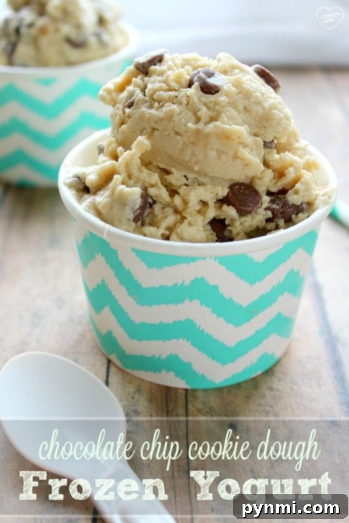 An easy homemade frozen yogurt recipe you can customize with any add-ins. Homemade chocolate chip cookie dough frozen yogurt in a cup