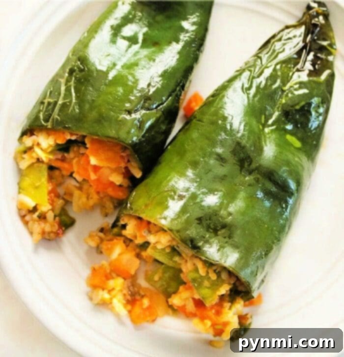 Smoky Stuffed Bell Peppers 2 Grilled stuffed poblano peppers in foil packets on a barbecue grill