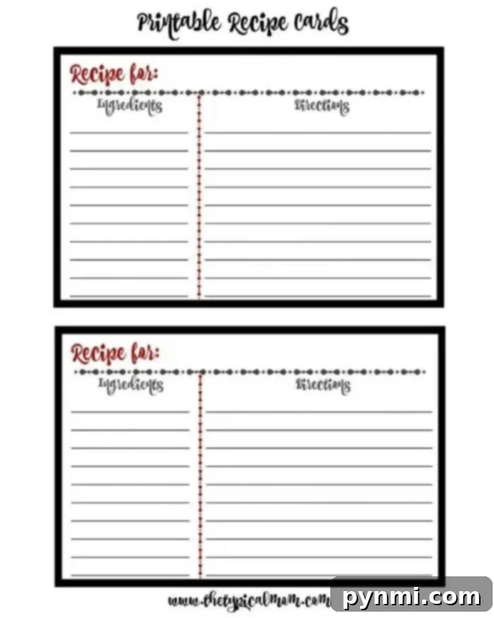 Free Printable Recipe Cards for Organizing Your Kitchen