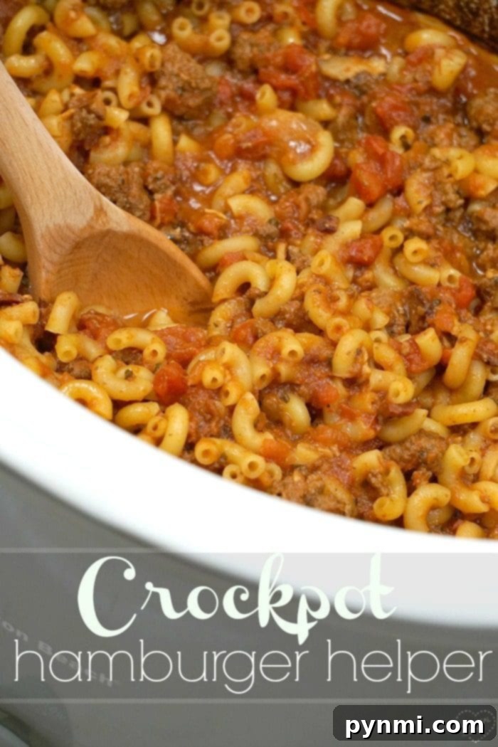 Serving a hearty bowl of homemade Crockpot Hamburger Helper with cheese crockpot hamburger helper recipe