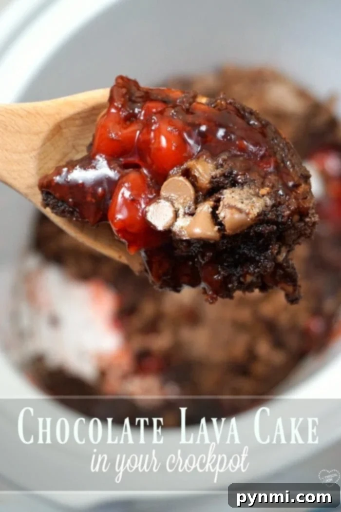 Crockpot Lava Cake with Cake Mix and Cherries: A delicious slow cooker dessert.