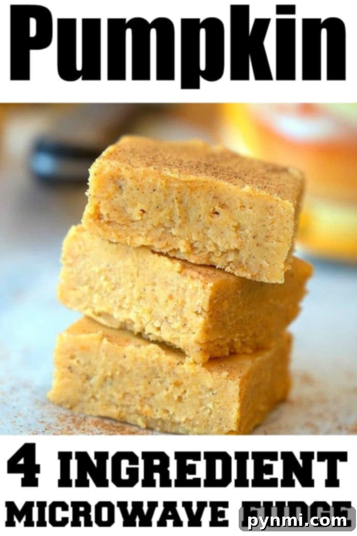 Microwave pumpkin fudge recipe that requires no boiling and tastes delicious! So easy to make and tastes just like a bite of pumpkin pie fudge for the Fall! #pumpkin #fudge #easy #microwave Stacked squares of microwave pumpkin fudge on parchment paper, ready to be picked up.