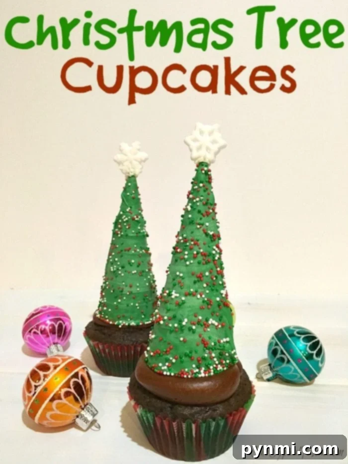 Easy Christmas Tree Cupcakes: A Fun Holiday Project #christmascupcakes #holidaycrafts #easybaking Festive Christmas tree cupcakes made with ice cream cones, green frosting, and colorful sprinkles, perfect for holiday celebrations.