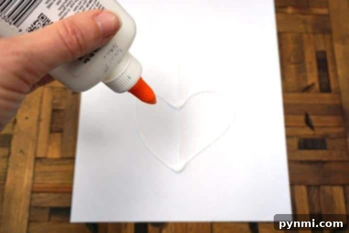 Kids engaged in a fun glue craft, applying glue to paper before painting, promoting easy art for children at home.
