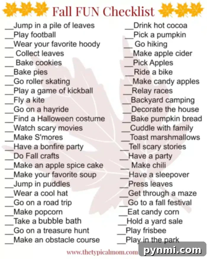 Harvest Happiness A Fall Activity Guide 2 Fall Bucket List Printable featuring a variety of seasonal activities for families