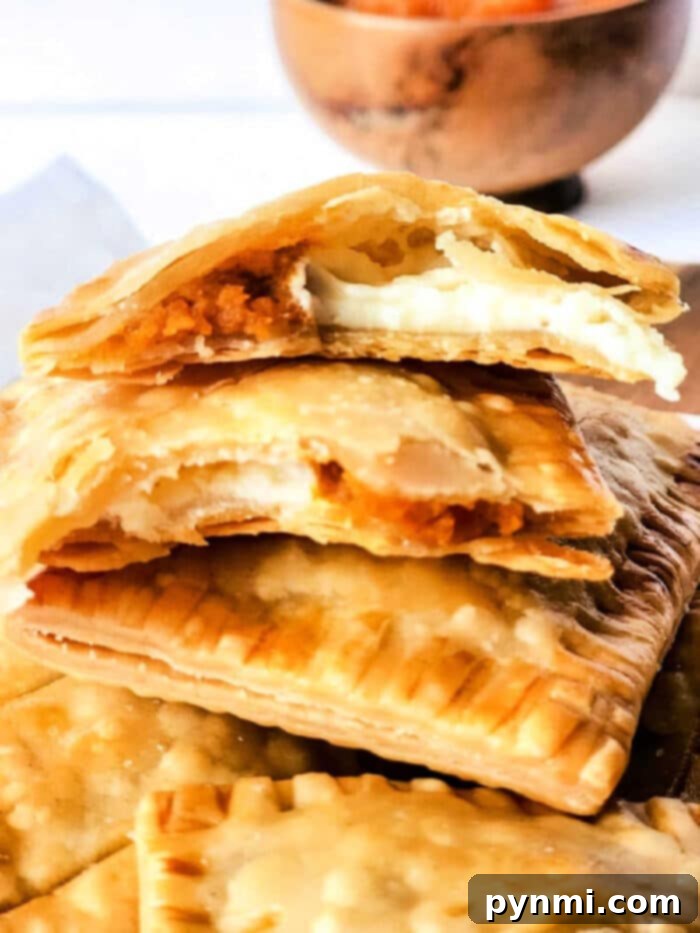 A close-up of a pumpkin pie Pop-Tart replica, showcasing the detailed crust and inviting filling.