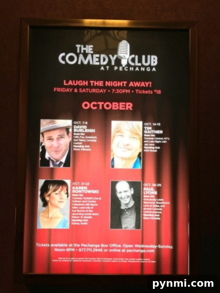 Pechanga Resort and Casino: A Deep Dive into the Experience 3 The vibrant interior of Pechanga Comedy Club, illuminated by stage lights, ready to host an evening of laughter and live performances.