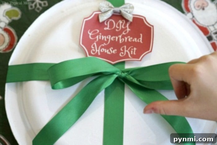 Build Your Own Gingerbread Masterpiece 5 christmas-craft - A child's hands carefully arranging candies on a graham cracker gingerbread house base.