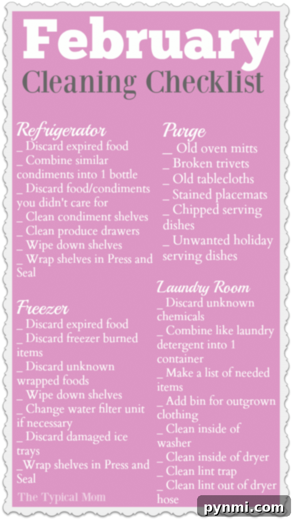February Free Printable Cleaning Checklist 2 February Cleaning Checklist for Organized Home and Purging