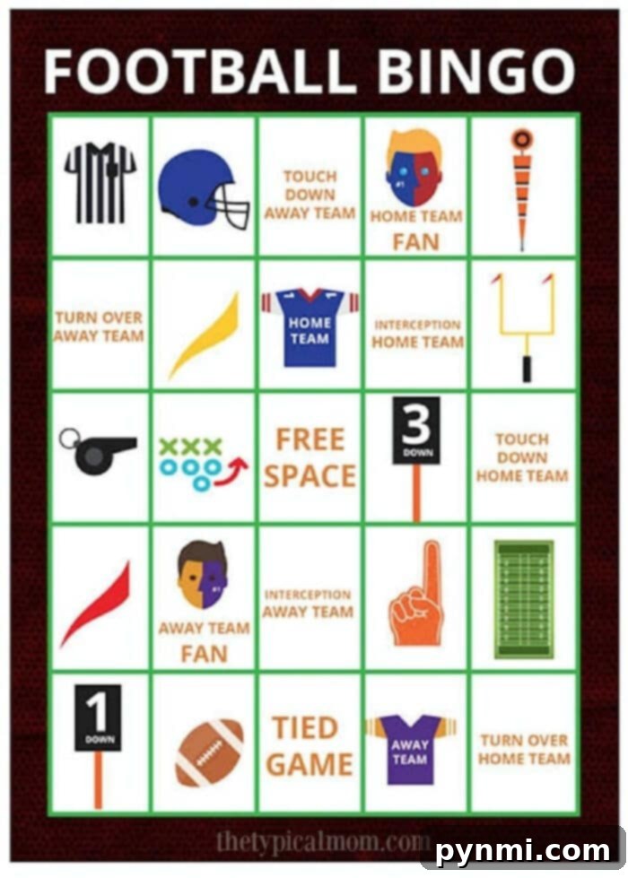 Free Football Bingo Fun 4 Customizable blank football bingo cards