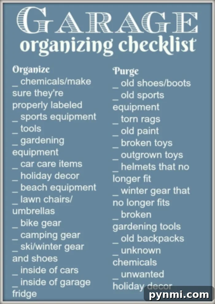 Effective garage organization tips to declutter and reclaim your space this March. garage organization tips and checklist
