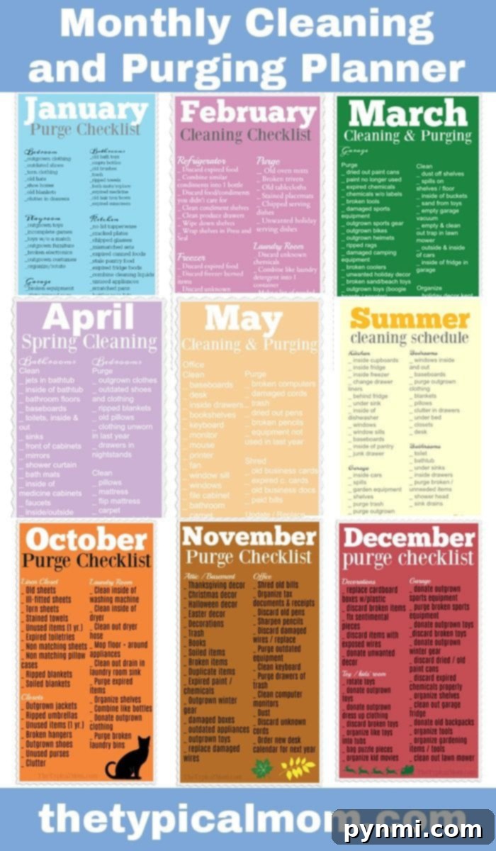 A pristine monthly cleaning schedule for January, clearly listing tasks for various home areas like kitchen, living room, and bedrooms, with checkboxes for completion.