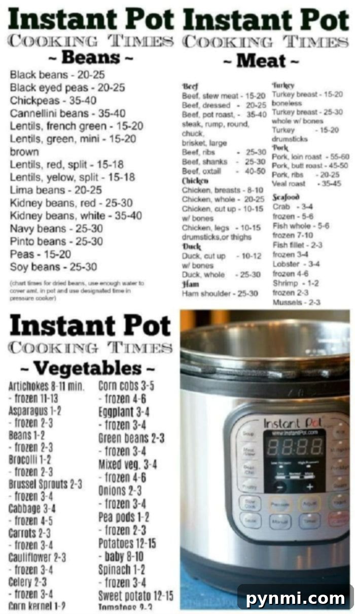 instant pot cooking times