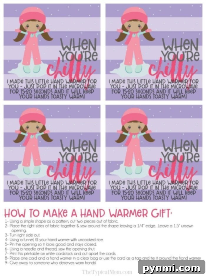 Free Hand Warmer Printable for Gift Tags