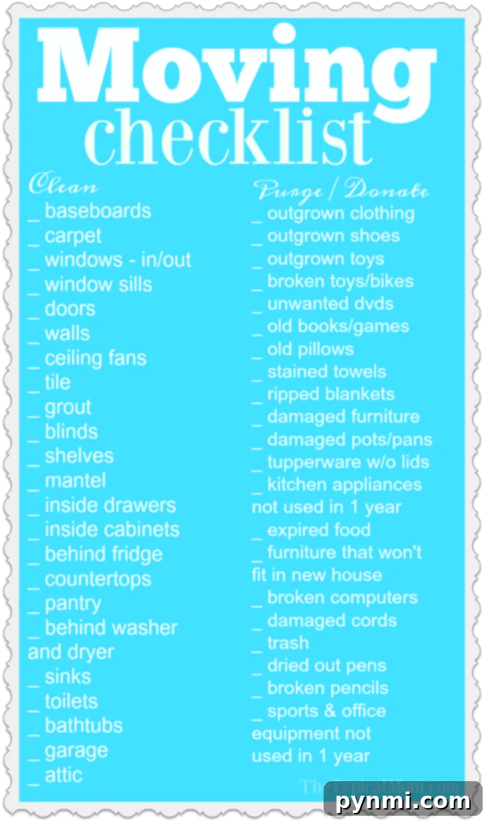 Free printable moving checklist for a smooth relocation