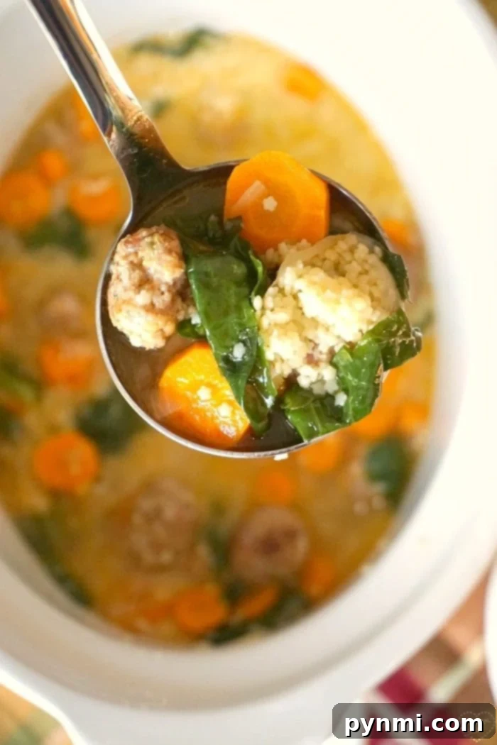 Crockpot and Instant Pot Italian Wedding Soup – Comfort Any Time A hearty serving of Italian Wedding Soup, rich with meatballs, noodles, and greens.
