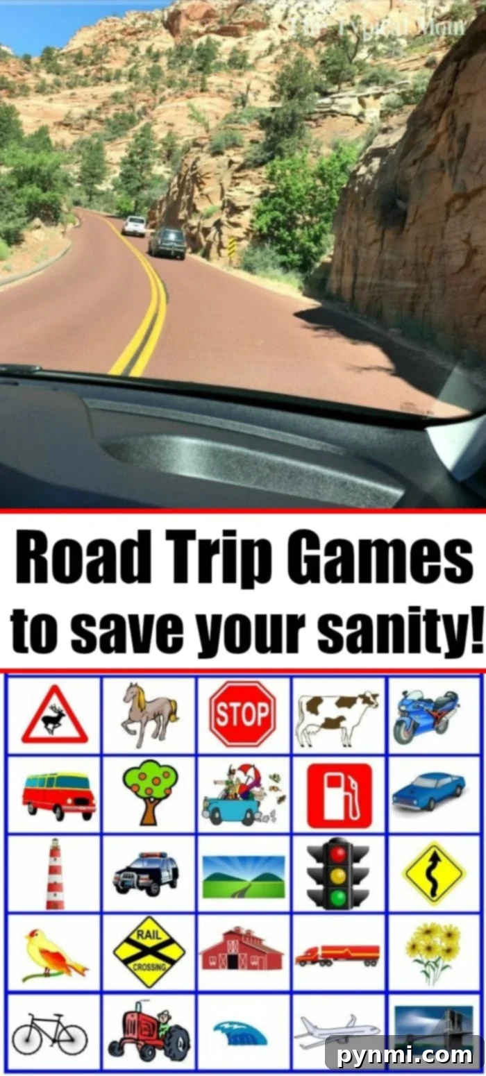101+ Road Trip Games and Activities Infographic An infographic titled '101+ Road Trip Games for Kids' showing various activities.