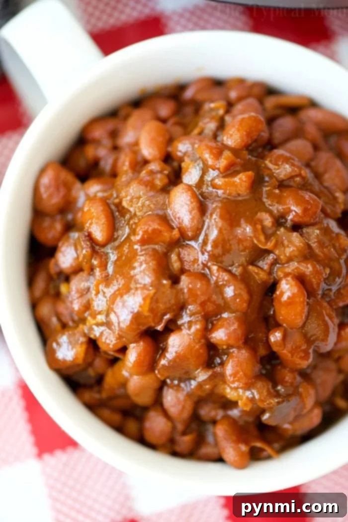 Best NO soak Instant Pot baked beans! Perfectly cooked in your pressure cooker with no pre soaking required. They're a great sweet and savory side dish for any barbecue and you can add a bit of heat to them too if you want. No-Soak Instant Pot Baked Beans 2