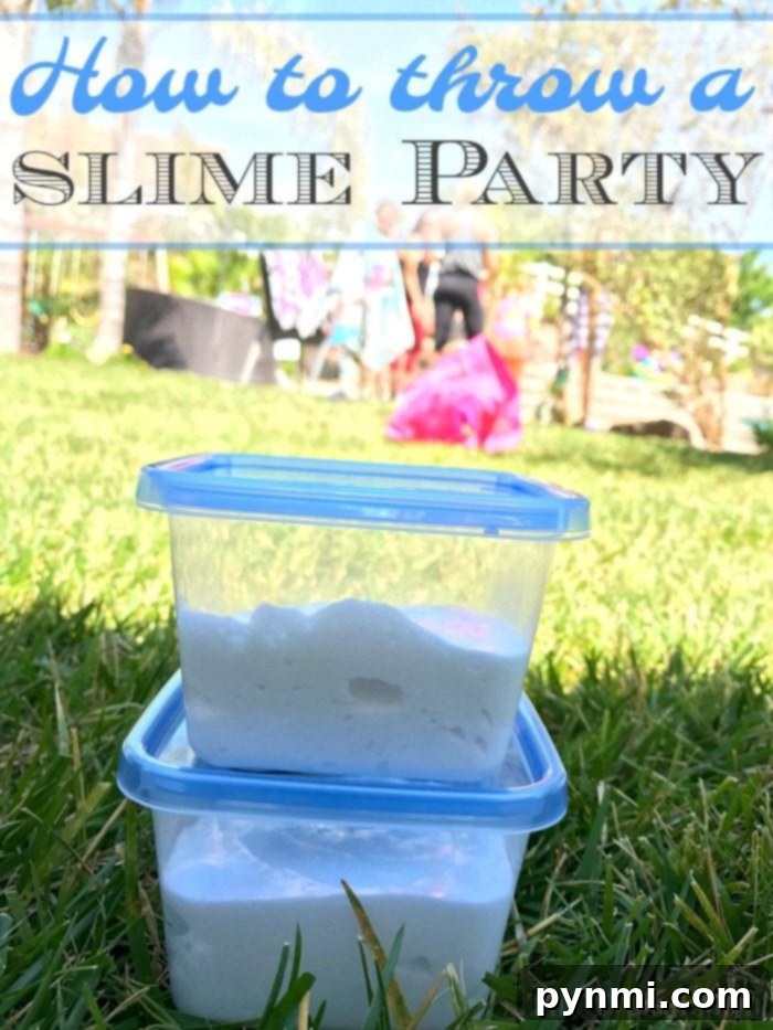 Host the ultimate slime birthday party for kids with easy DIY recipes and outdoor activities for a memorable celebration. Kids joyfully making slime at a vibrant outdoor birthday party